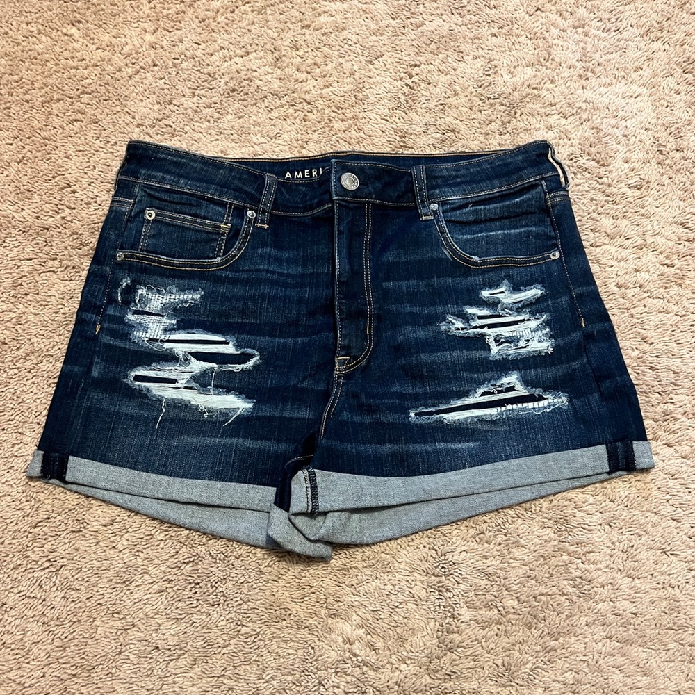 AE HI-RISE SHORTIE JEAN SHORTS!